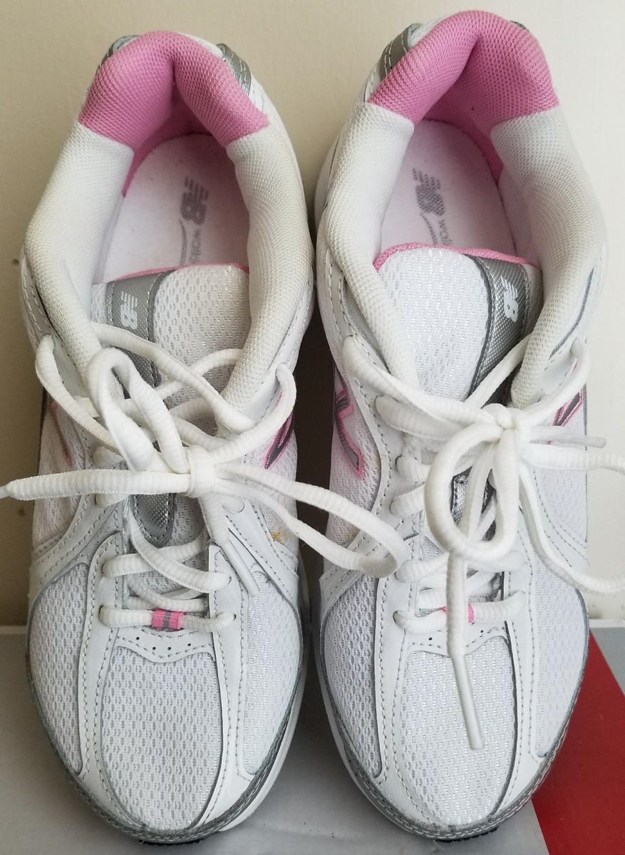 Womens New Balance 646 Athletic-Walking White and Pink Shoes Size