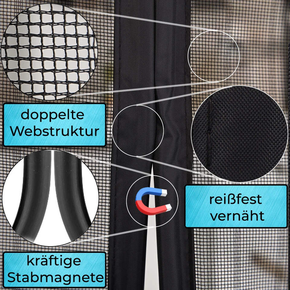 Fliegengitter Tür Magnet Türvorhang Balkontür Magnetvorhang Insektenschutz DIY - Bild 3 von 4