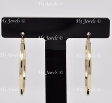 Real 14k yellow gold high polish plain hollow square hoop earring 35mm 2.90gram