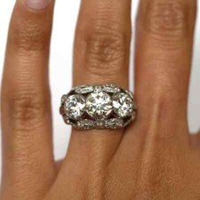 Genuine Old European Cut 2.86CT Cubic Zirconia Lab-Created Wedding Ring