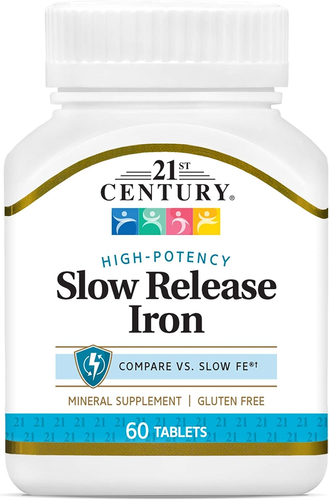 Iron Supplements (60 Count), Iron Tablets for Iron Deficiency, High-Absorption,