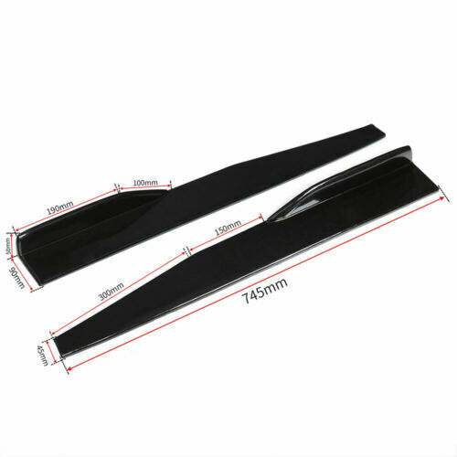 x2 Universal Car Bumper Spoiler Rear Lip /Side Skirt Extension Splitters BLACK - Afbeelding 3 van 6