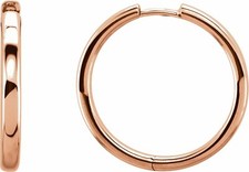 14K Rose 38.7 mm Hinged Hoop Earrings