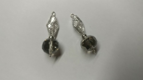 NEW Silver dangle with gray smokey crystal earrings for women long - Picture 6 of 6