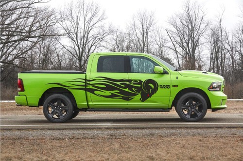 2x Fits Dodge Ram Red Eyes Flames Abstract Truck Car Vehicle Side Decal Graphic - Picture 2 of 10