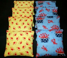 NEW  Lobster and Crabs Nautica Fabric 8 ACA Regulation Corn Hole Game Bags