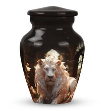 White Lion  Black Cremation Urns for Adult Ashes Keepsake