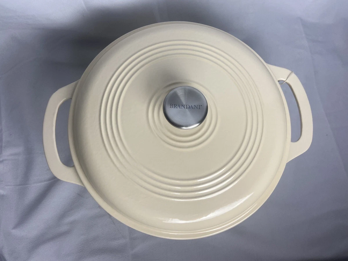 Brandani Italy Cast Iron Dutch Oven Pot 6.3qt Creme NEW Lightweight | eBay