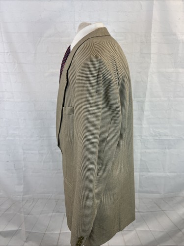 Kasper Men's Beige Houndstooth Blazer 46R $795 - Picture 4 of 10