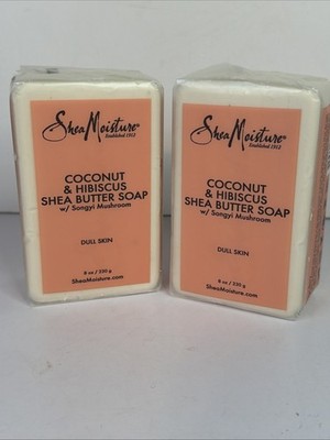 (2) Shea Moisture Coconut Hibiscus Shea Butter Soap Bars w/ Songyi Mushroom-8 oz