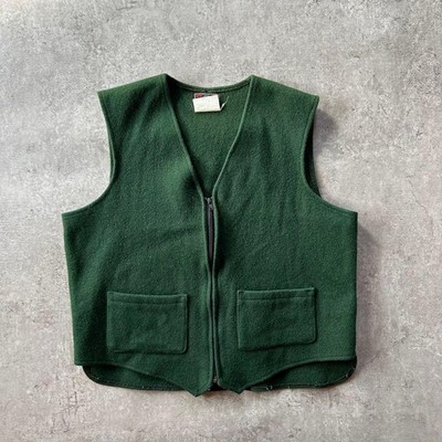 JOHNSON WOOLEN MILLS Vintage Wool Vest XL Green USA Made Warm Japan