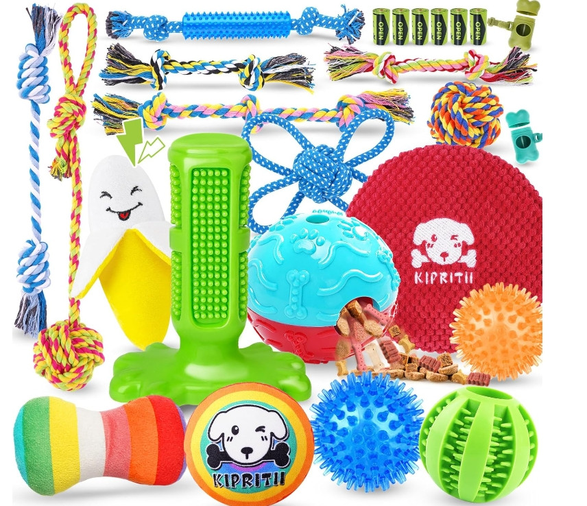 25 Pack Various Puppy Dog Toys for Teething, Entertainment & Interaction, Puppy