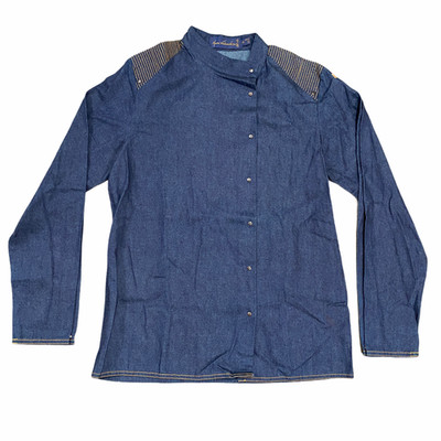 Vtg Gloria Vanderbilt Denim Shirt Western Structured Off Center Button Front 7