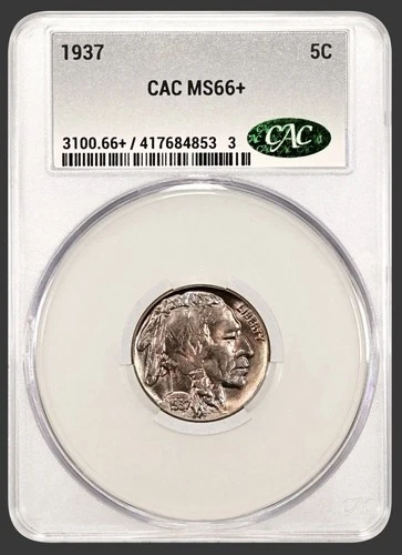 1937 Buffalo Nickel 5C CAC MS 66+