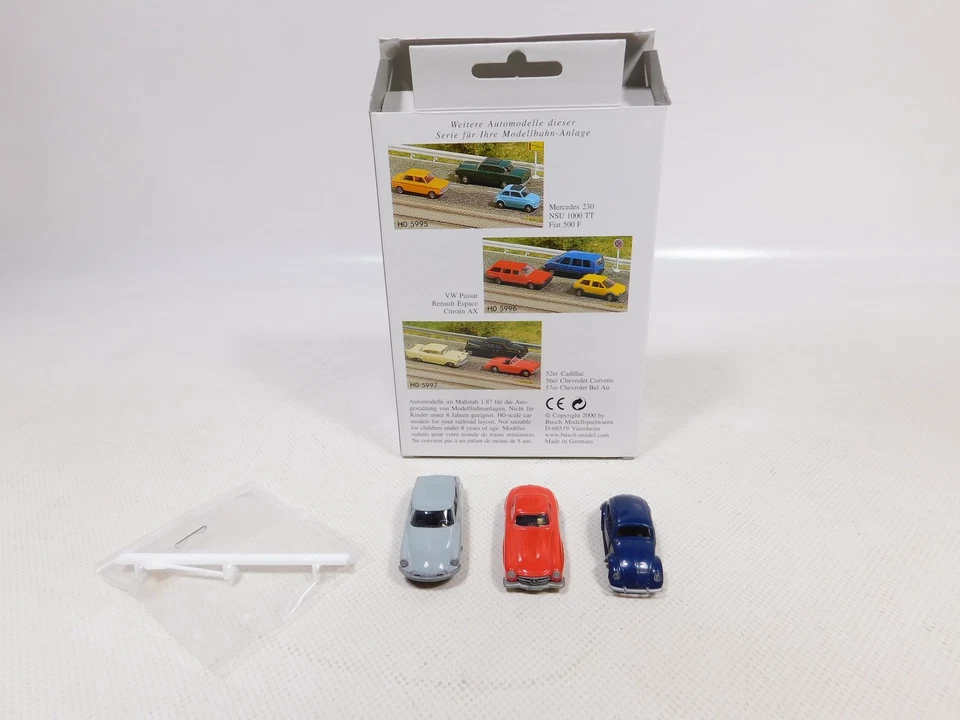 Busch H0 1:87 5994 Set 3 Modelli di Auto VW Maggiolino MB 300 Sl ecc Mint + Box - Immagine 4 di 4