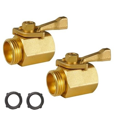2 Pack Brass Hose Shut-Off Valves � 3/4'' Heavy Duty with 2 Extra Washers