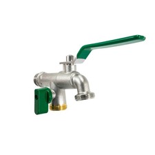 Woodside Brass Nickelplated ½” Double Outlet Garden Tap, 2 x ¾” Hose Connectors