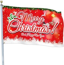 Large Christmas Flag 3X5Ft Double-Sided Merry Christmas Banner for Outdoor Decor