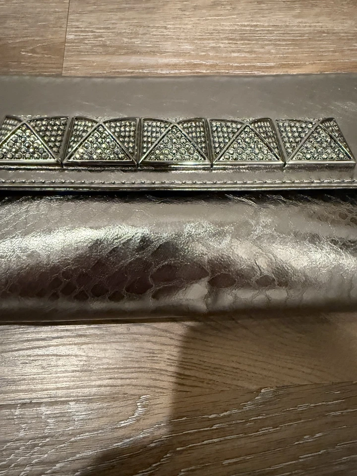 Michael Kors Metallic Studded Snakeskin Python Chain Shoulder Bag Clutch MINT - Image 3 of 4