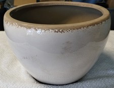 10" Large Farmhouse Ceramic Planter Decorative Wide Mouth Plant Pot Pure Beige