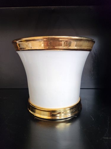 Vintage 2004 Charles Wysocki Merry Christmas Ceramic Planter Bowl Gold Rimmed - Picture 3 of 5