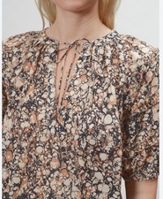 Ulla Johnson Aiko Top Oversized Blouse Marble Black Brown Size 6