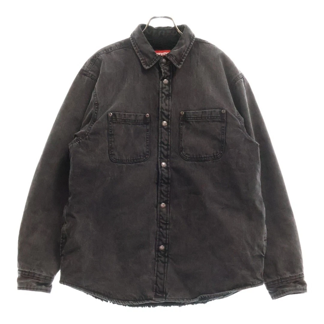 Chemise de travail doublée fausse peau de mouton SUPREME 24AW logo veste brodée gris occasion c