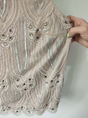 Monsoon Womens Beige Sequin Embellished Vest Top Size 20 Heavy Beaded Party - Picture 7 of 11