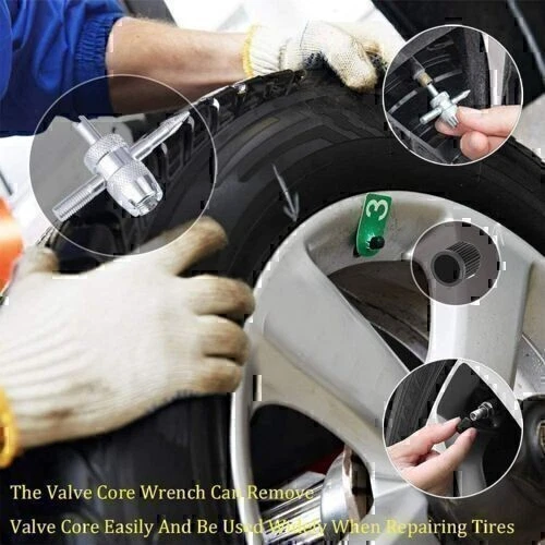 Instalación de vástago de válvula de neumático Extractor de herramientas cromadas HD Enchufe de coche Removedor de núcleo Reparación Foto 3 de 4