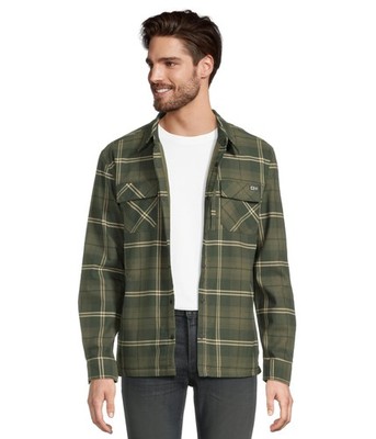 Salty Crew Fathom Tech Snap-Front Shacket for Men - Green - XL