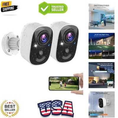 Vicohome Security Cameras Wireless Outdoor, 2K Battery Powered WiFi Cameras f...