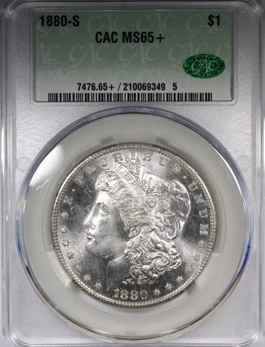 1880-S Morgan Dollar CAC MS65+ PLUS Flashy Coin $1
