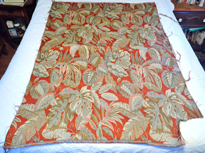 Mid Century Upholstery Arts Crafts 50's Tropical Leaf Vintage Fabric 56'' X 38''