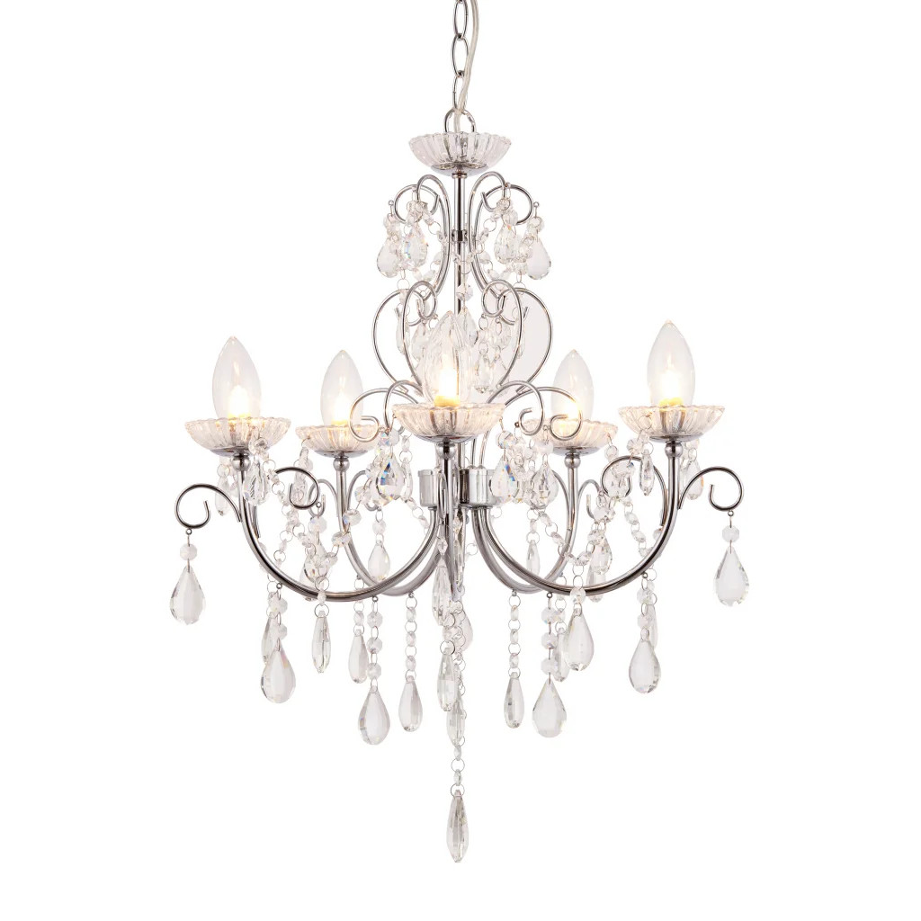 Bathroom Light Silver Tabitha 5 IP44 Polished Chrome Clear Crystal Glass Endon