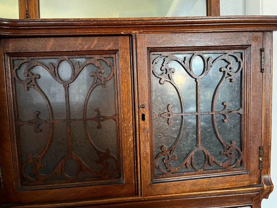 Roble Victoriano ESTANTERÍA LADO A LADO ESCRITORIO SECRETARIO Combo China Gabinete De Colección Foto 4 de 4