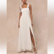 Lulus Radiant Romance White Tie-Strap Maxi Wedding Dress Size Small