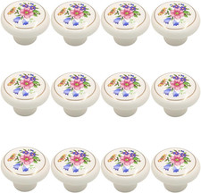 Ceramic Hand Painted Drawer Knobs, 12 Pack Vintage Flower Painted Dresser K...