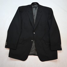 Stafford 46R Black Hopsack Silver Button Mens Blazer Suit Jacket Sport Coat