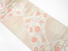 7571144: JAPANESE KIMONO / ANTIQUE FUKURO OBI / SILK / WOVEN UME