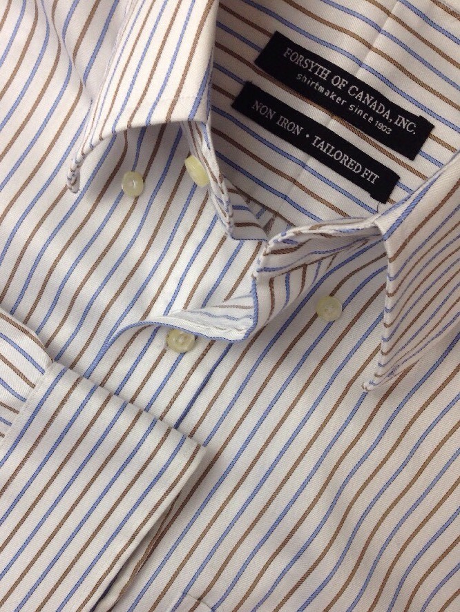 FORSYTH OF CANADA NON IRON TAILORED FIT STRIPED L/S DRESS SHIRT MENS  15.5-34/35