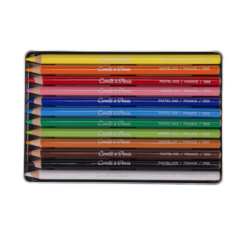 Conte a Paris Pastel Pencil Tin Set of 12 Assorted Colours - Picture 3 of 5