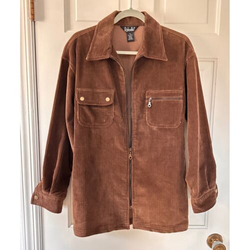 Rafaella Corduroy Jacket Full Zip Brown Rustic Shirt Jacket Oversized M
