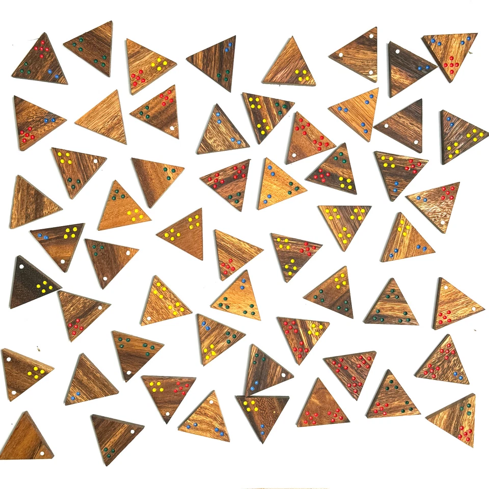 wooden Handcrafted tri-ominoes Triangular tri Dominoes game set in wooden box - Image 2 of 4
