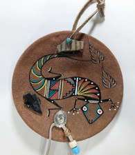 Dream Catcher Wall Hanging Leather Handmade Arrowhead Beads 5 inch