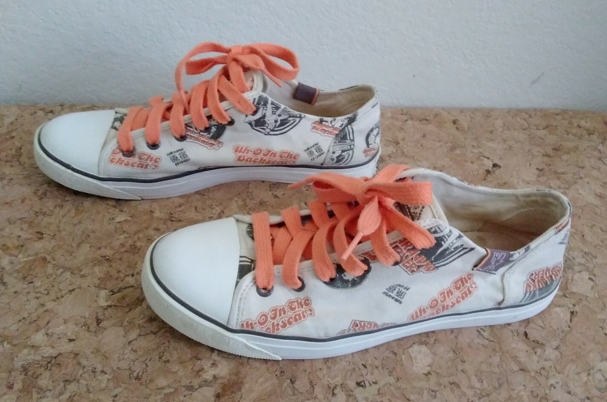 Harajuku Lovers 91602186 Womens Low Beige Orange Canvas Sneakers