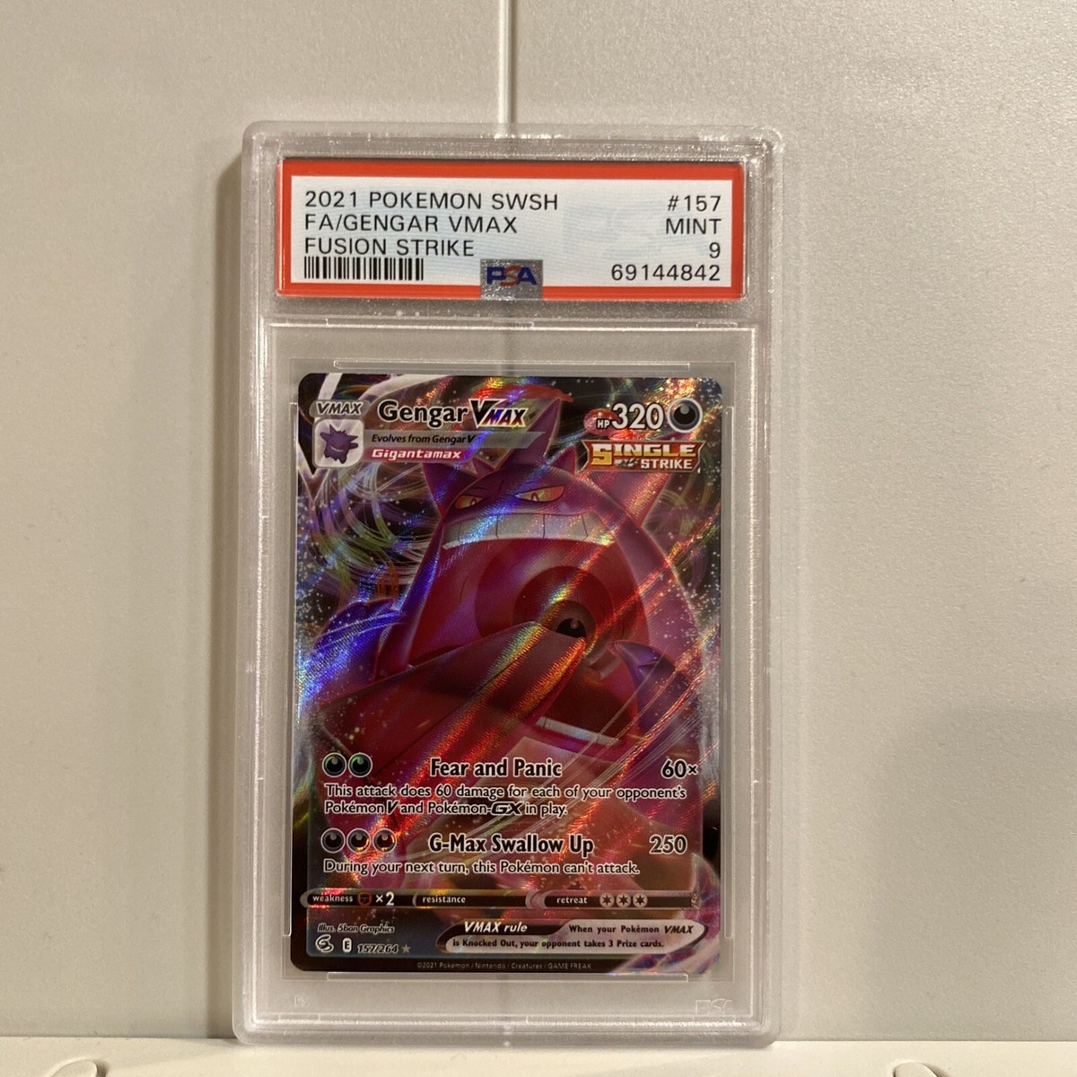 Pokemon Fusion Strike Gengar VMAX Full Art #157/264 PSA MINT Pokemon Fusion Strike Gengar VMAX Full Art #157/264 PSA MINT