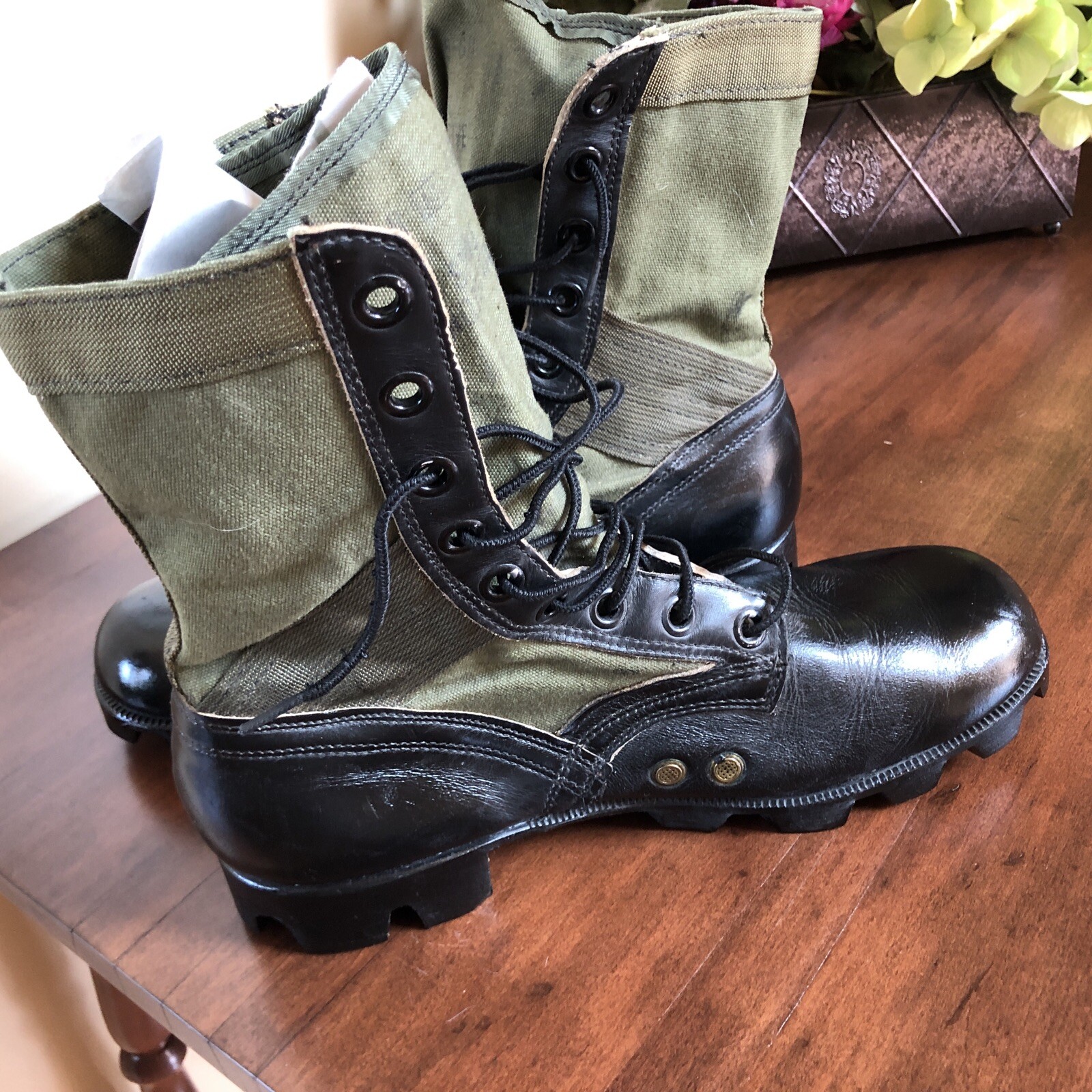 Vintage ADDISON Military Men’s Combat Boots 9R Spike Protective Leather