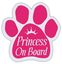 Pink Dog Paw Shaped Magnets: PRINCESS ON BOARD  Dogs, Gifts, Cars, Trucks
