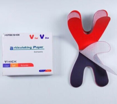 72Pcs/Box Dental High Quality Articulating Paper Thick Strips Blue/Red Horseshoe