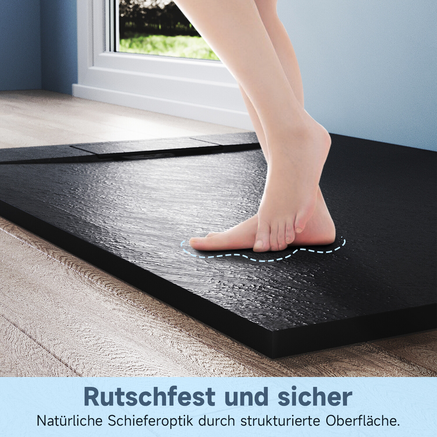 WITEN&NOCK Duschwanne 120x90 Cm, Weiß Hochglanz, SMC-Material, Flach (4 Cm Bauhöhe) Mit Ablaufgarnitur